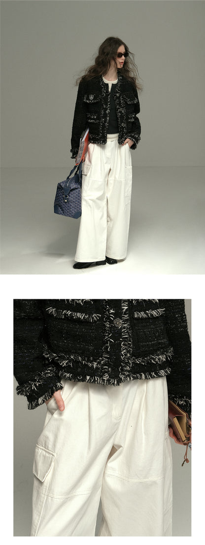 Cotton Wide-Leg Pants With Side Pockets