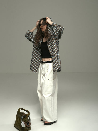 Cotton Wide-Leg Pants With Side Pockets