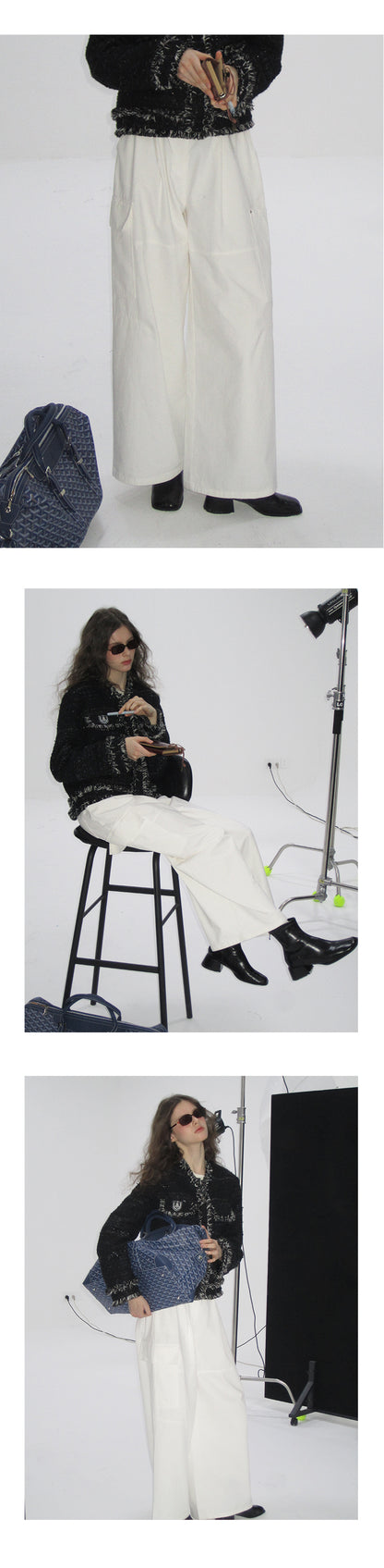 Cotton Wide-Leg Pants With Side Pockets