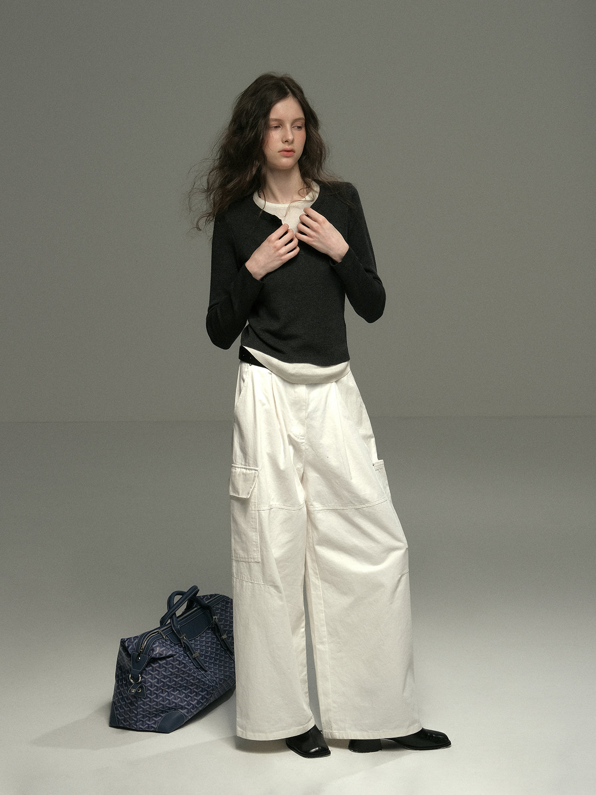 Cotton Wide-Leg Pants With Side Pockets