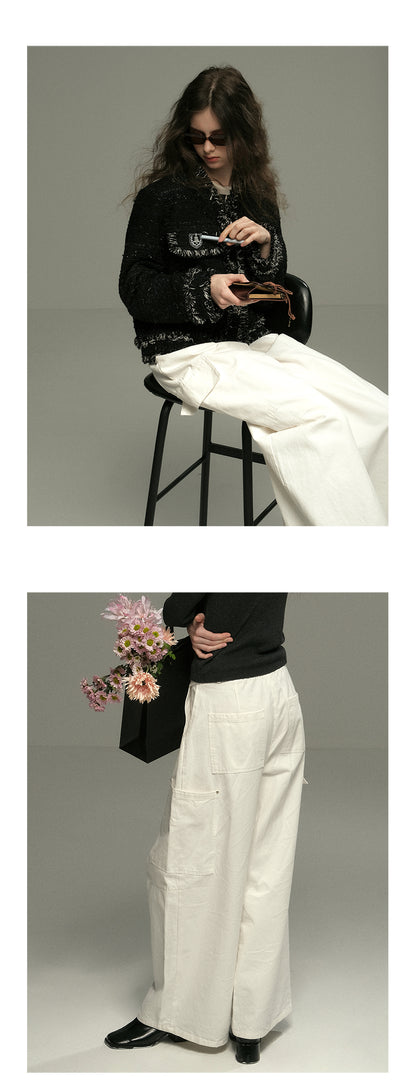Cotton Wide-Leg Pants With Side Pockets
