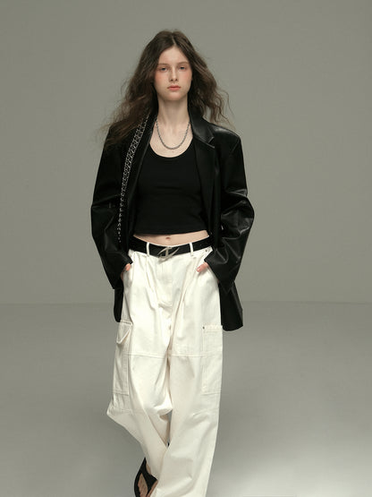 Cotton Wide-Leg Pants With Side Pockets
