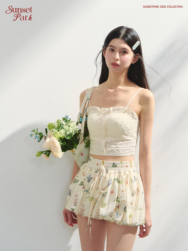 Embroidered Bra-Style Cropped Cami