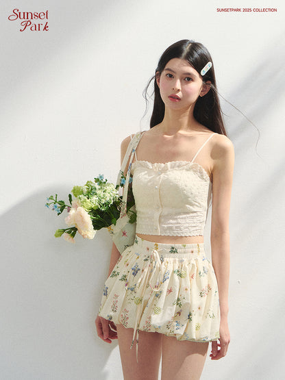 Embroidered Bra-Style Cropped Cami