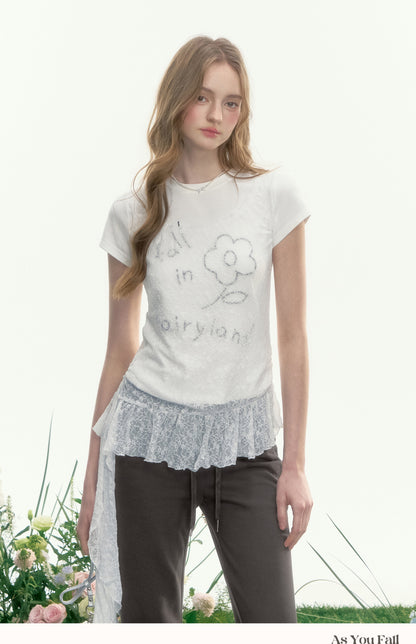 Sheer Lace Peplum Tank With Ruffle Detail