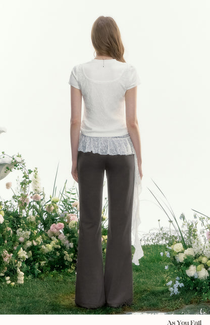Sheer Lace Peplum Tank With Ruffle Detail
