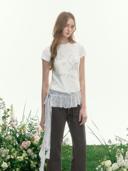 Sheer Lace Peplum Tank With Ruffle Detail