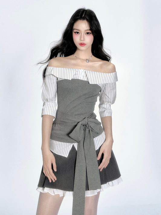 Layered Tube Top Off-Shoulder Shirt