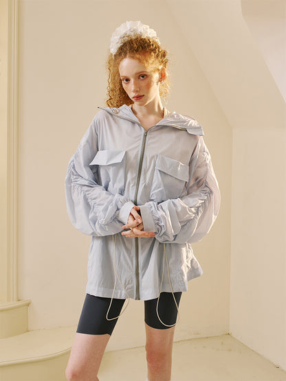 Lightweight Hooded Jacket With Visor Detail