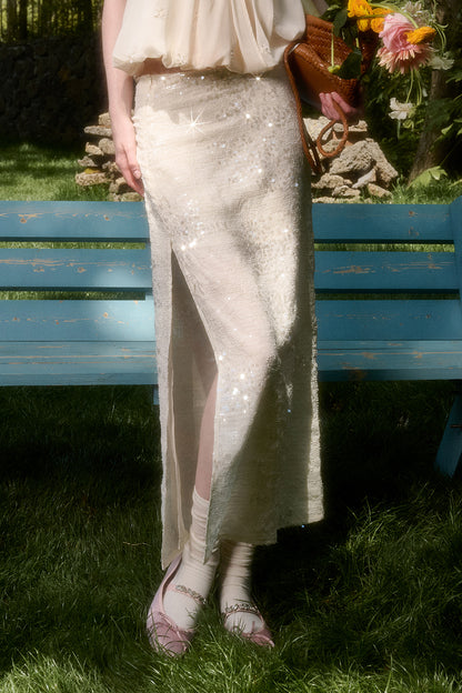 Sparkling Sequin Halter Top & Slit Skirt