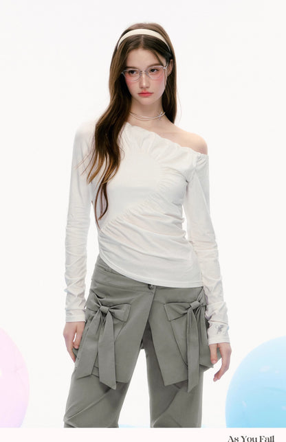 Asymmetrical One-Shoulder Ruched Top