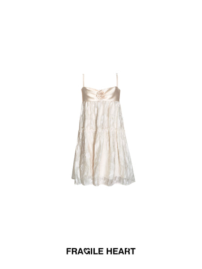 Strapped Jacquard Satin Lace Dress