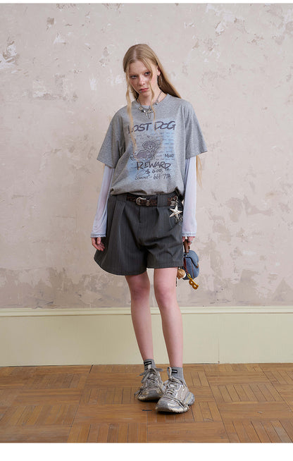 Dog Graphic Print Layered-Look T-Shirt