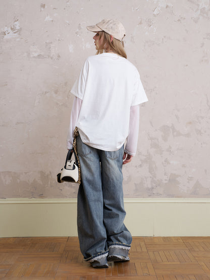 Dog Graphic Print Layered-Look T-Shirt