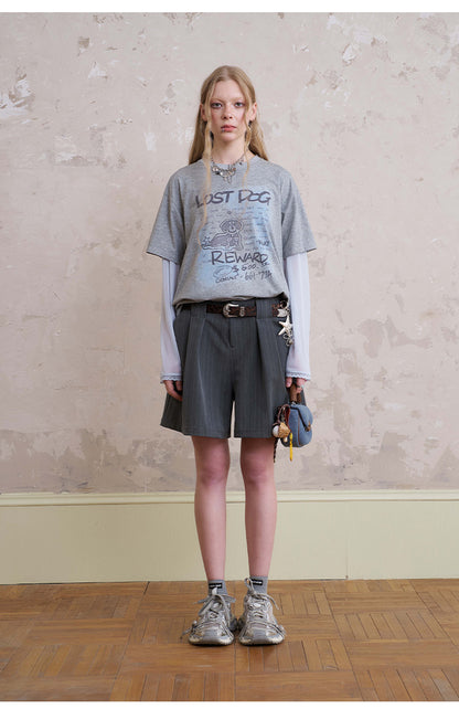 Dog Graphic Print Layered-Look T-Shirt