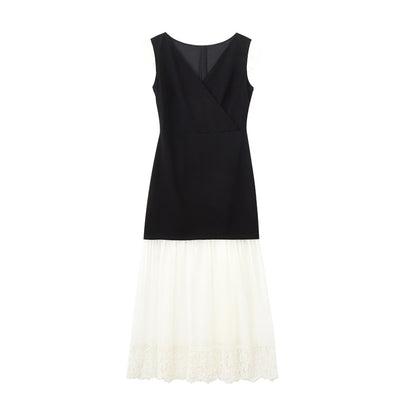 V-Neck Mini Dress With Sheer Hem And Flutter Sleeves