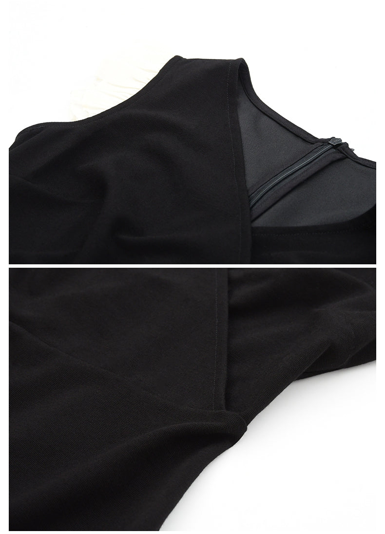 V-Neck Mini Dress With Sheer Hem And Flutter Sleeves