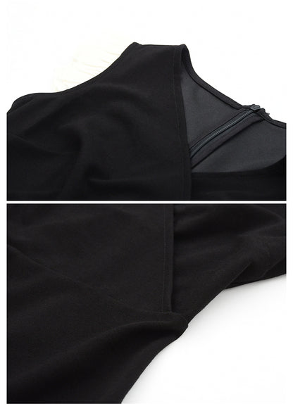V-Neck Mini Dress With Sheer Hem And Flutter Sleeves