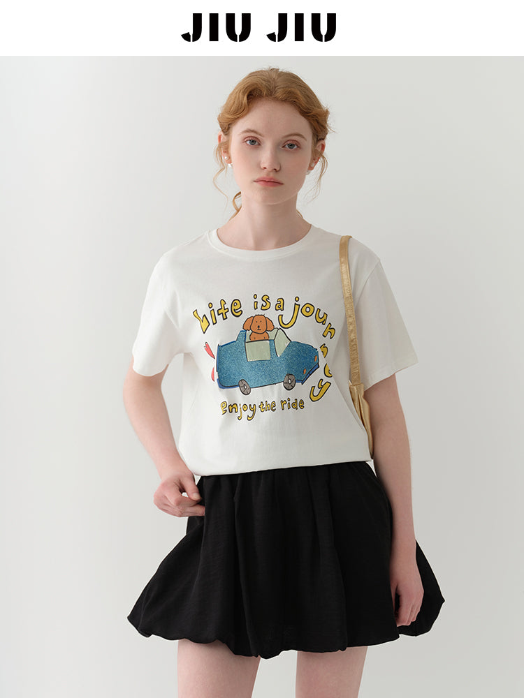 Illustration-Printed Cotton T-Shirt