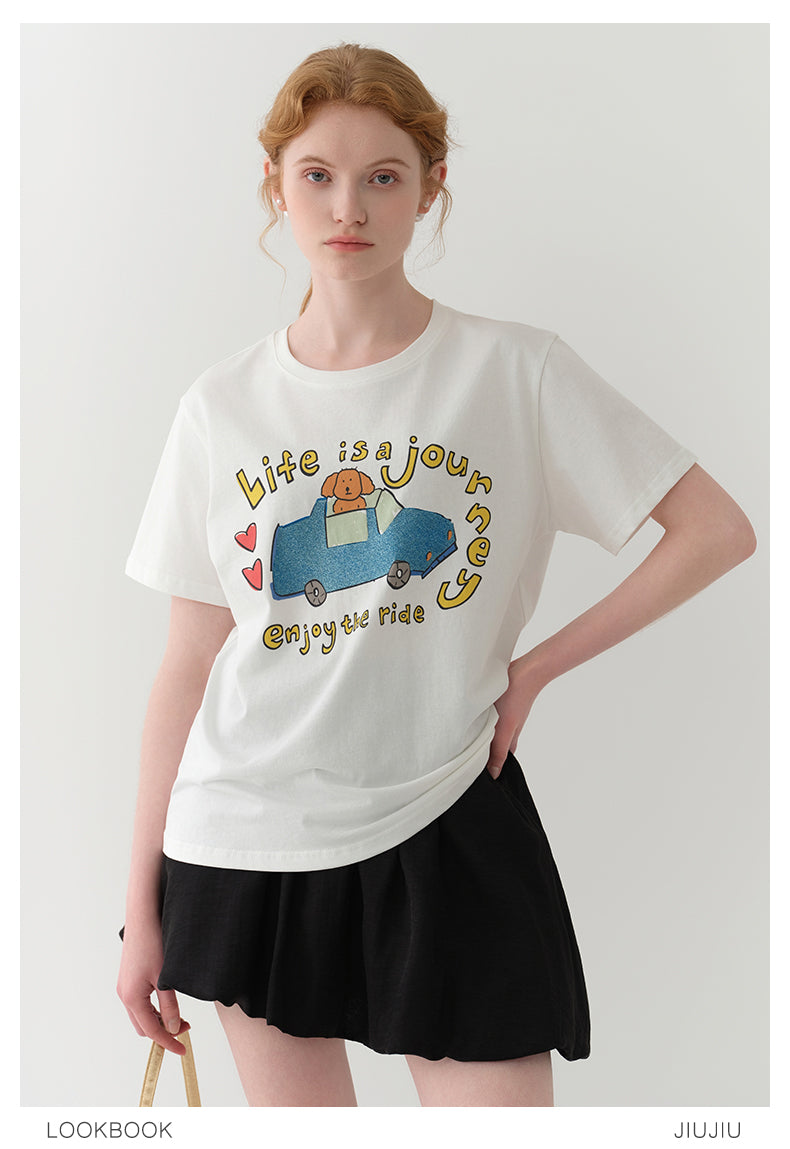 Illustration-Printed Cotton T-Shirt