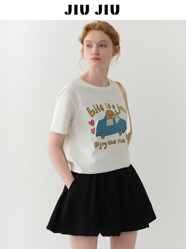 Illustration-Printed Cotton T-Shirt