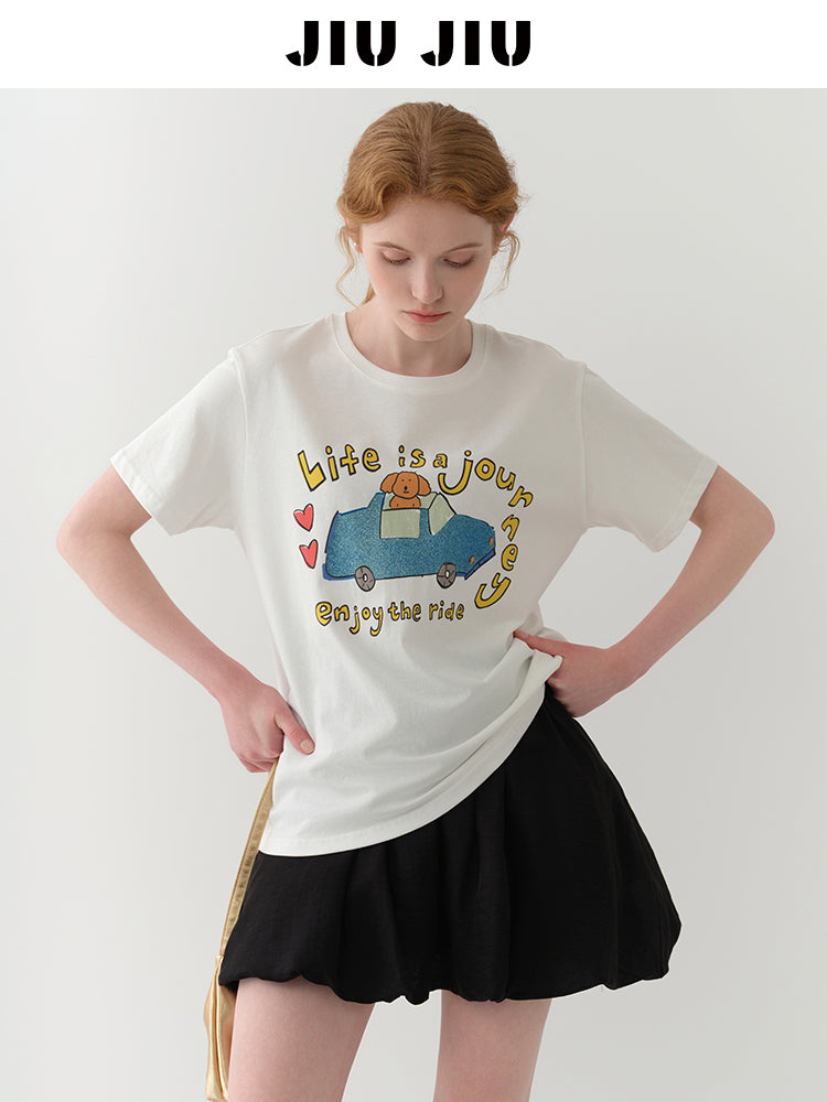 Illustration-Printed Cotton T-Shirt