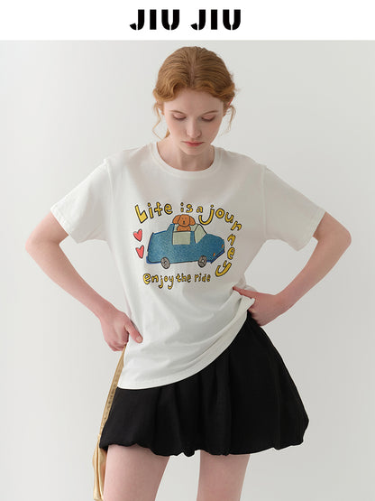 Illustration-Printed Cotton T-Shirt