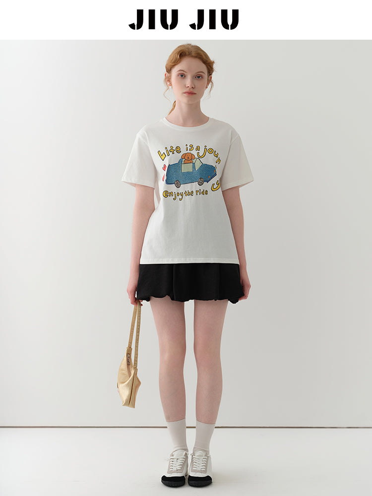 Illustration-Printed Cotton T-Shirt