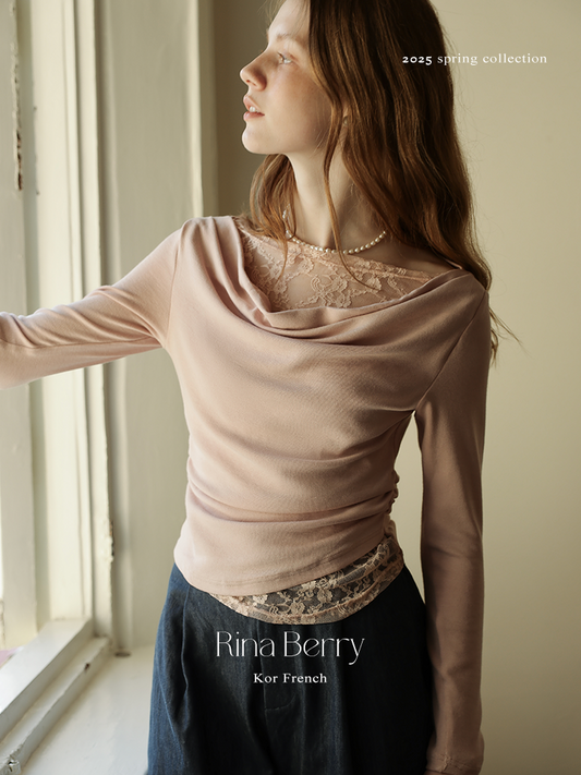 Draped Ruched Top With Layered Lace