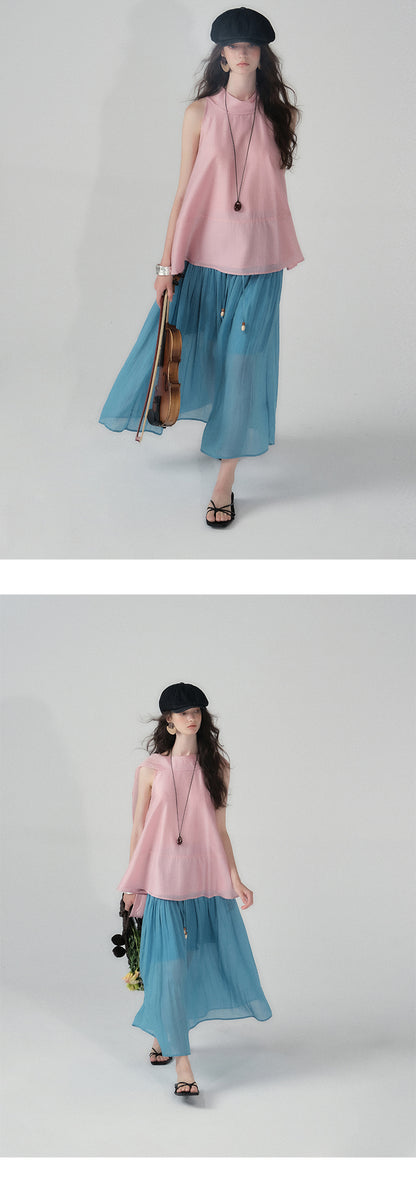 Floral Embroidered Ruffled Dress & Crinkled Skirt
