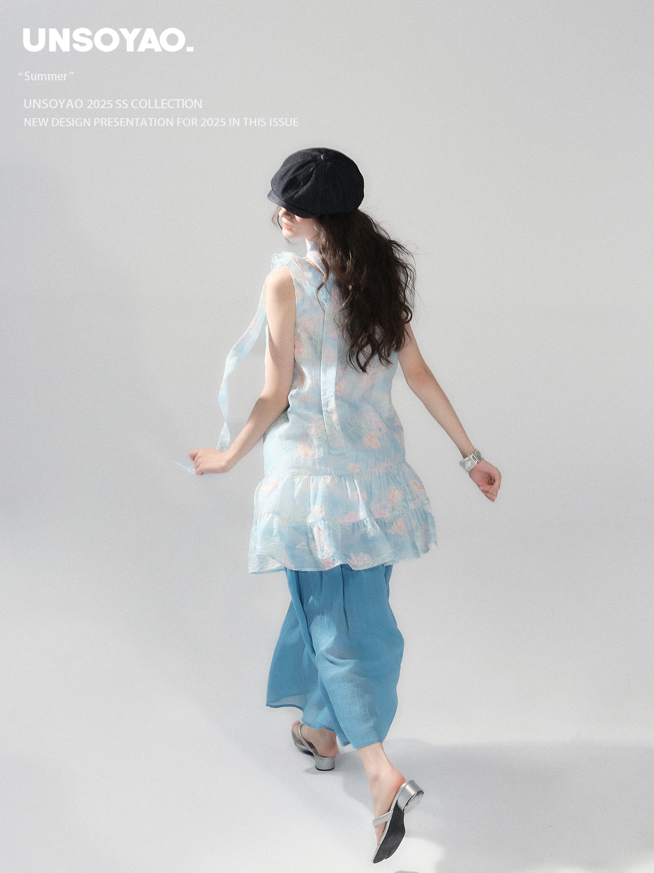 Floral Embroidered Ruffled Dress & Crinkled Skirt