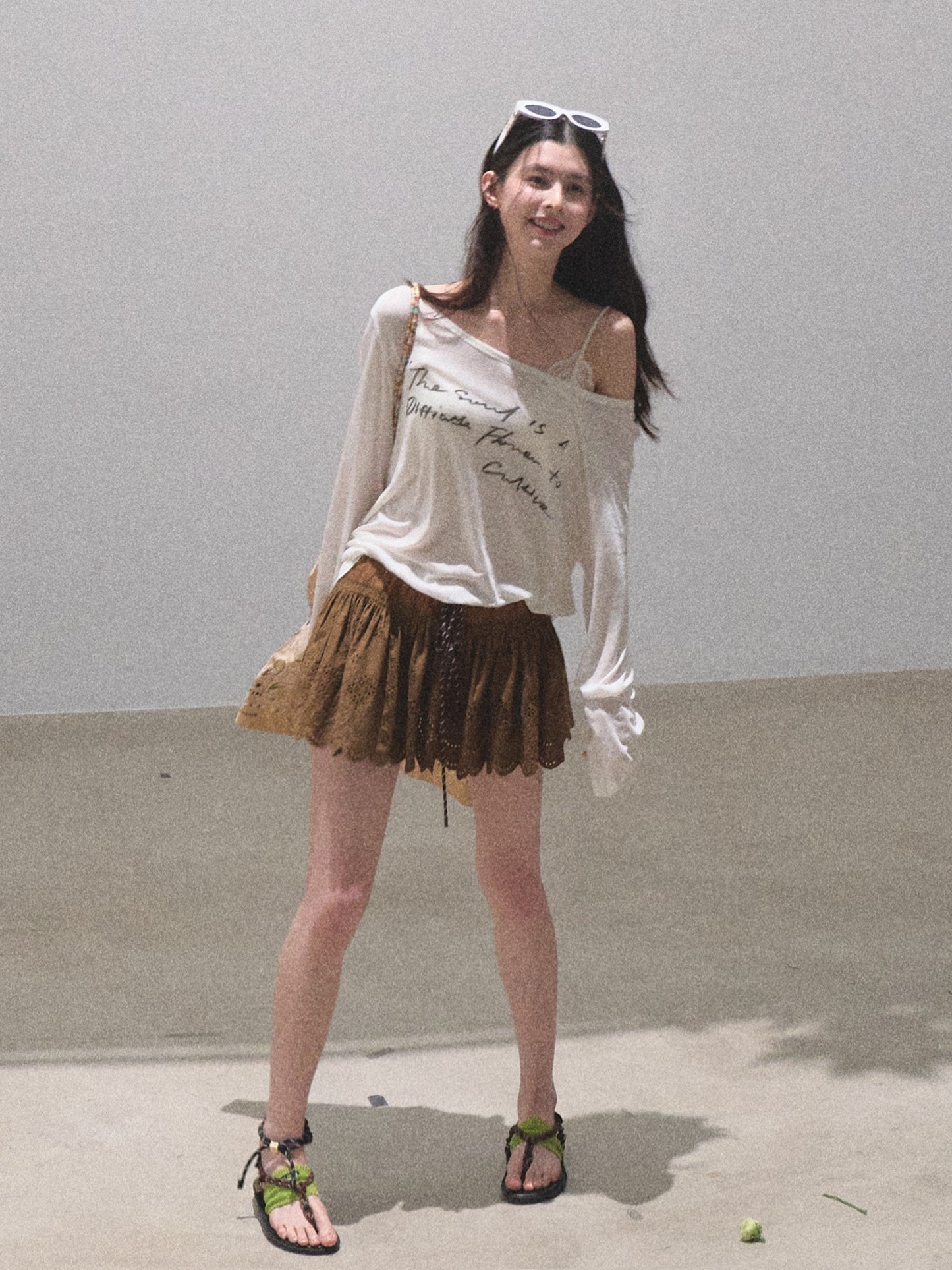 Scallop Edge Embroidered Mini Skirt