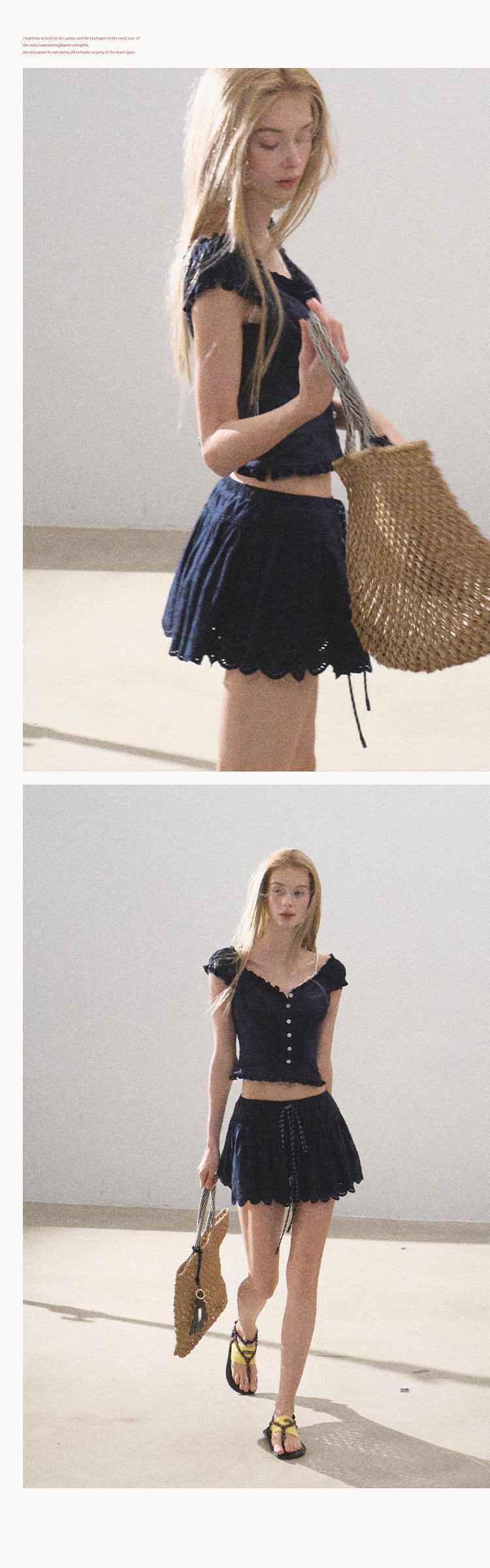 Scallop Edge Embroidered Mini Skirt
