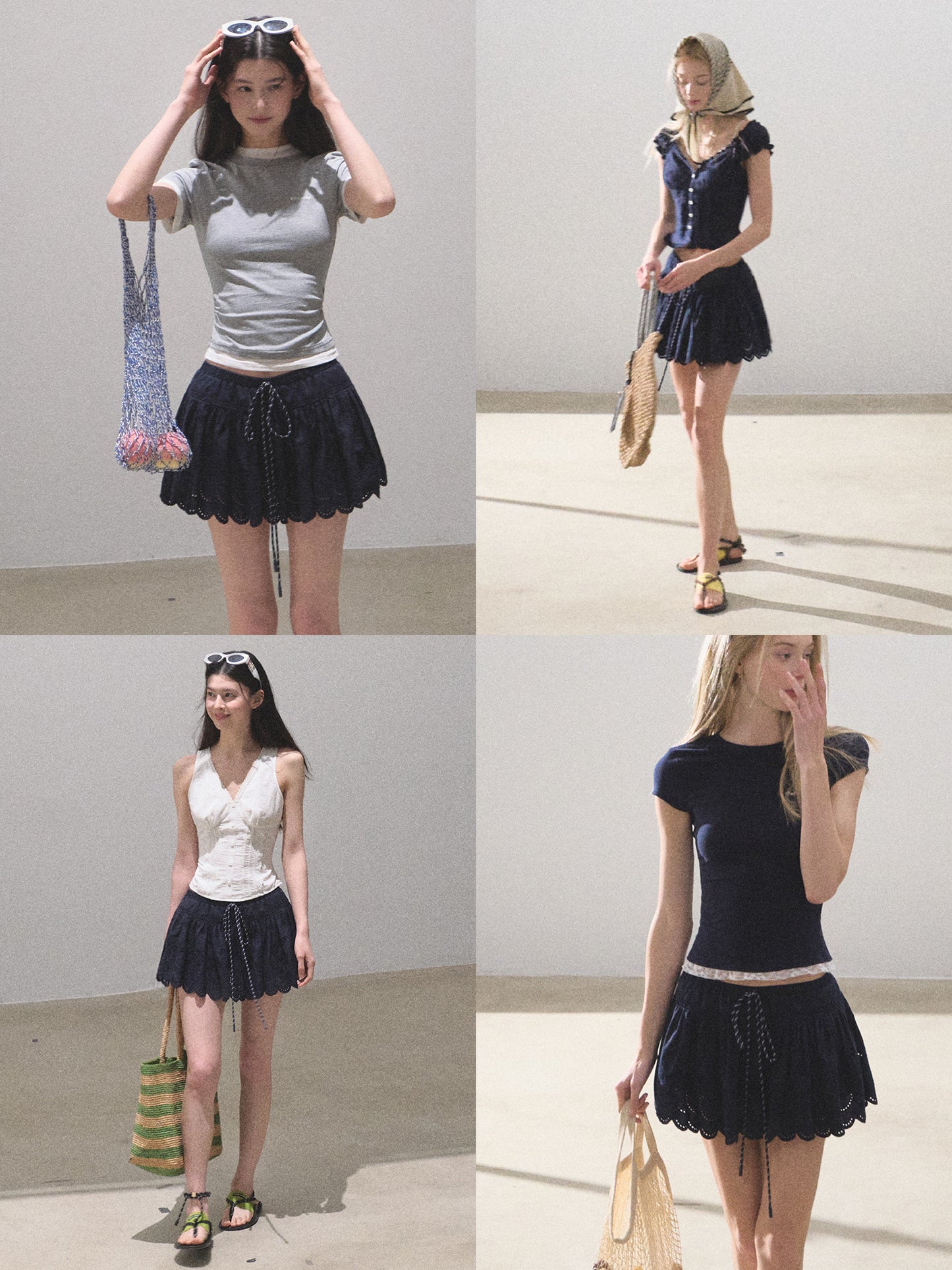 Scallop Edge Embroidered Mini Skirt