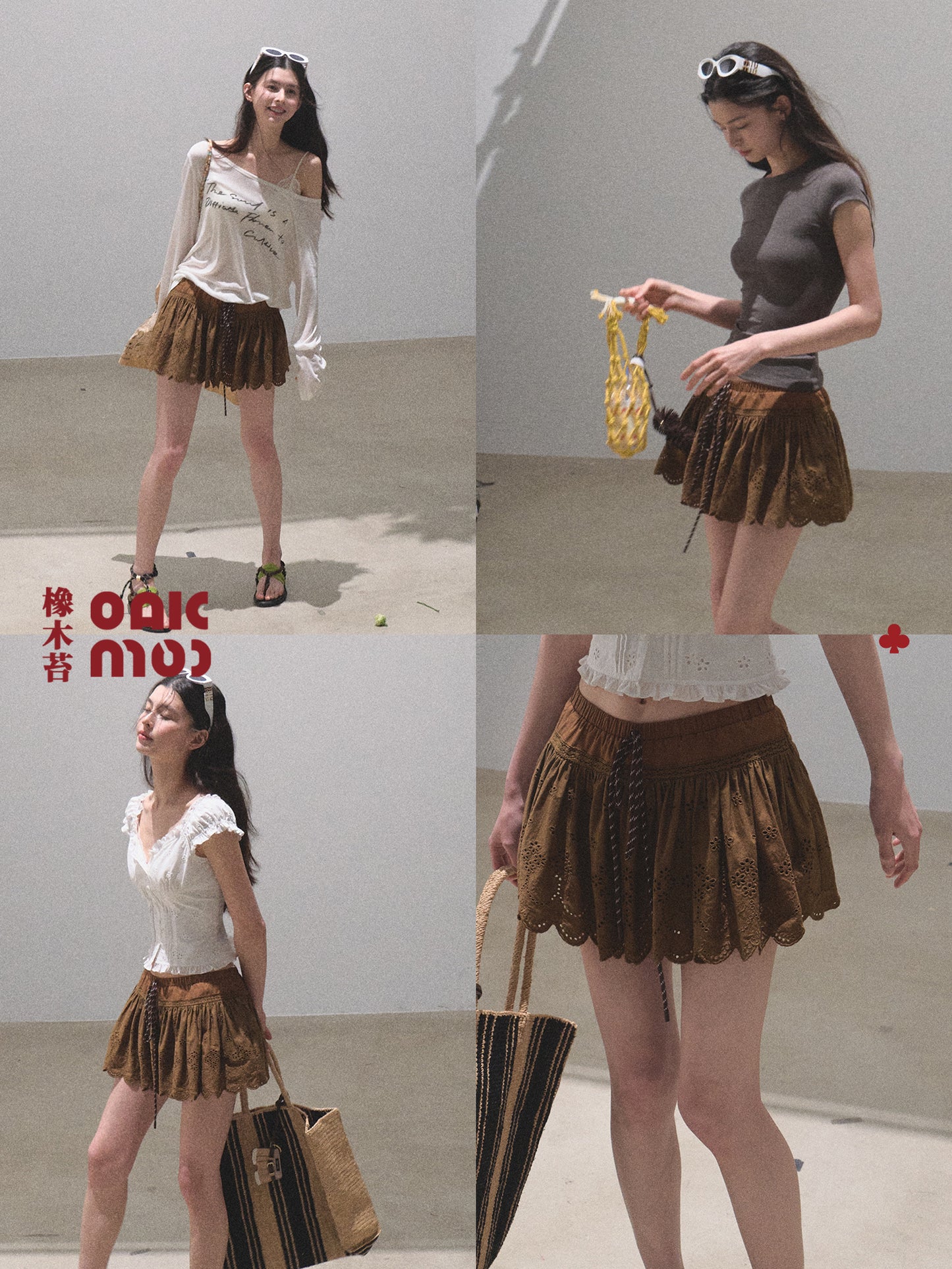 Scallop Edge Embroidered Mini Skirt
