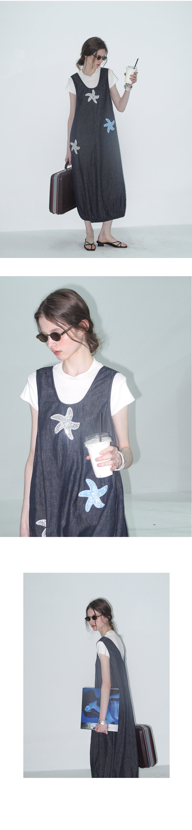 Sequin Starfish Pinafore Denim Dress