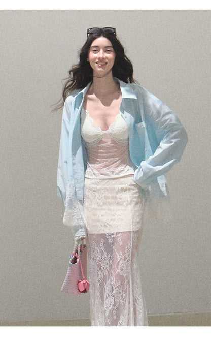 Lace Detailed Cotton Shirt