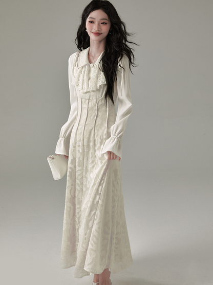 Patterned Tuck-Detail Strap Dress