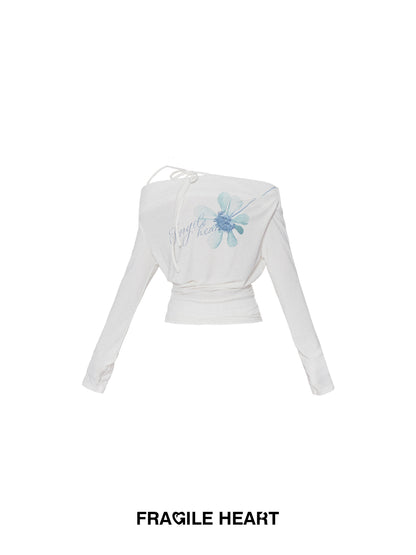Off-Shoulder Floral Top With One-Shoulder Strap