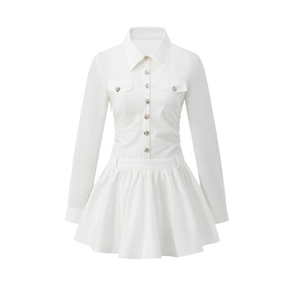 Button-Up Fit-And-Flare Shirt Dress