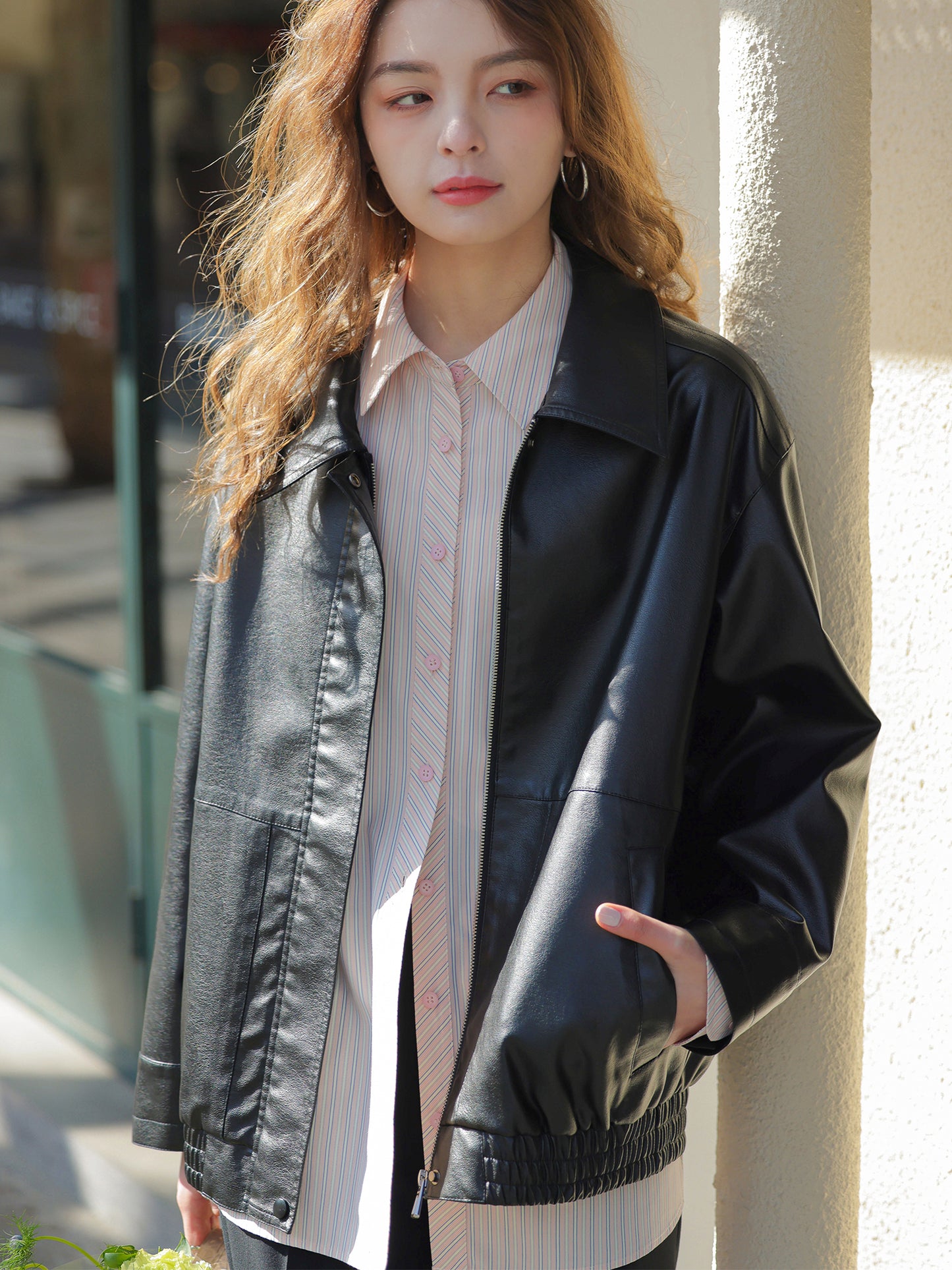 Minimal Faux Leather Jacket