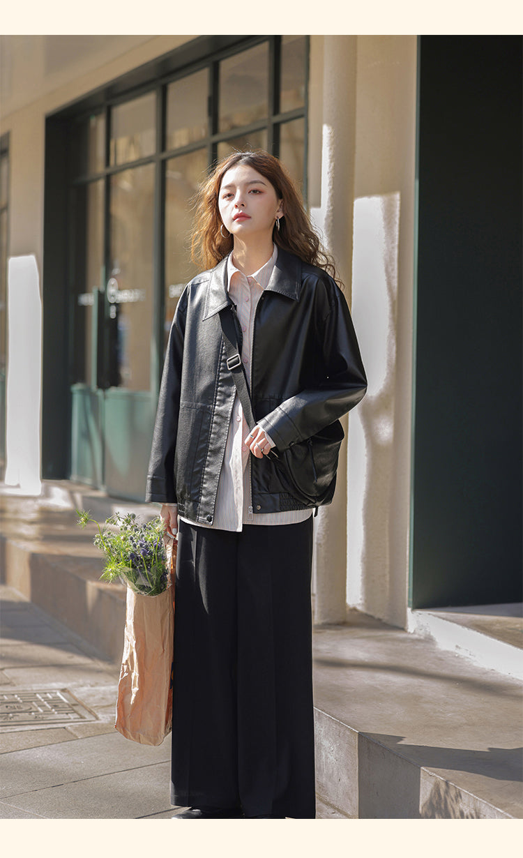 Minimal Faux Leather Jacket