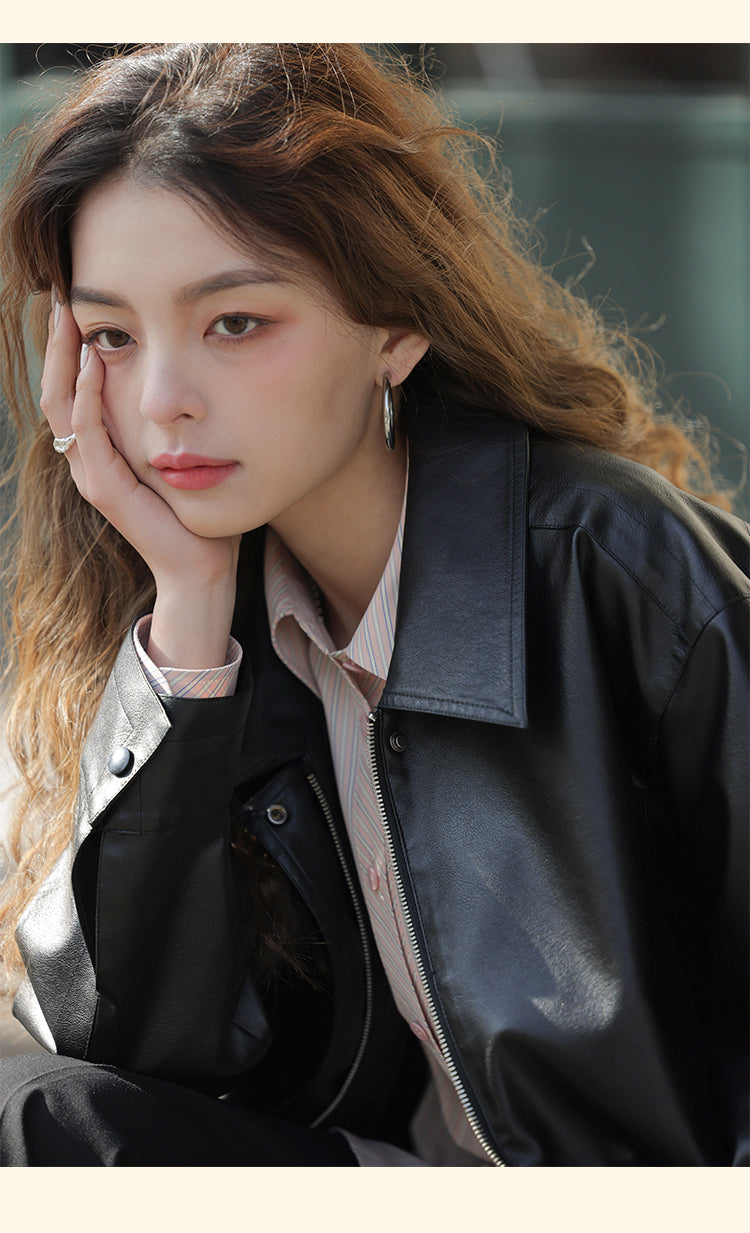 Minimal Faux Leather Jacket