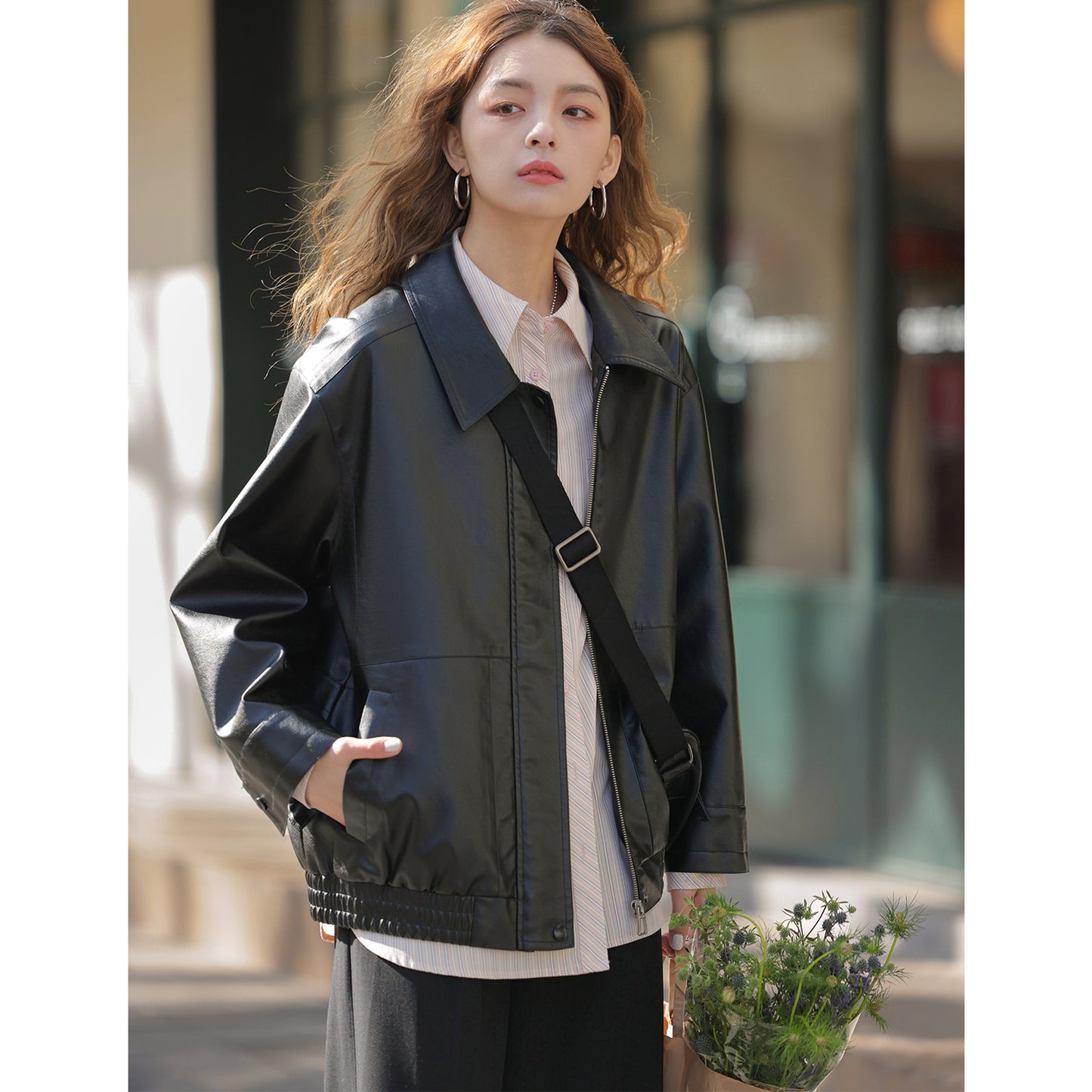 Minimal Faux Leather Jacket