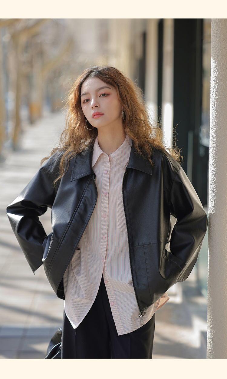 Minimal Faux Leather Jacket