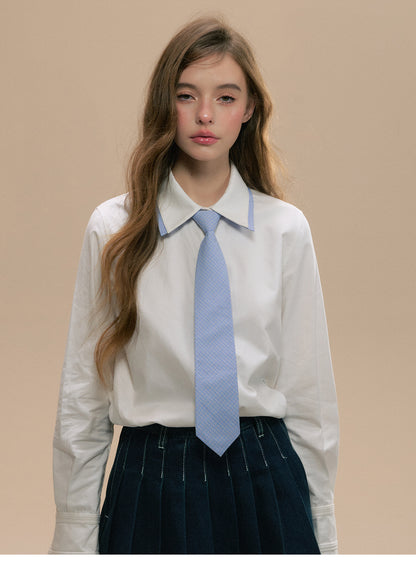 Plaid Double-Collar Shirt With Tie