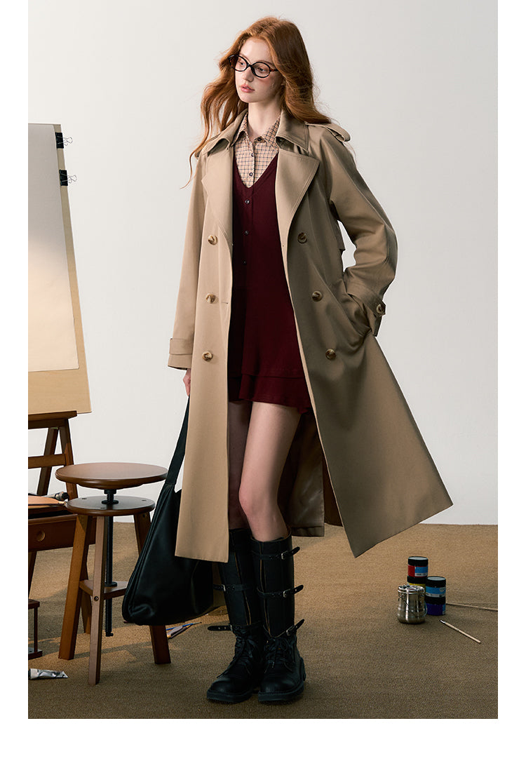 Classic Cotton Blend Double-Breasted Trench Coat