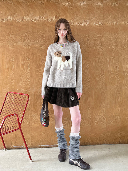 Soft Jacquard Puppy Sweater & Panda Knit Cardigan