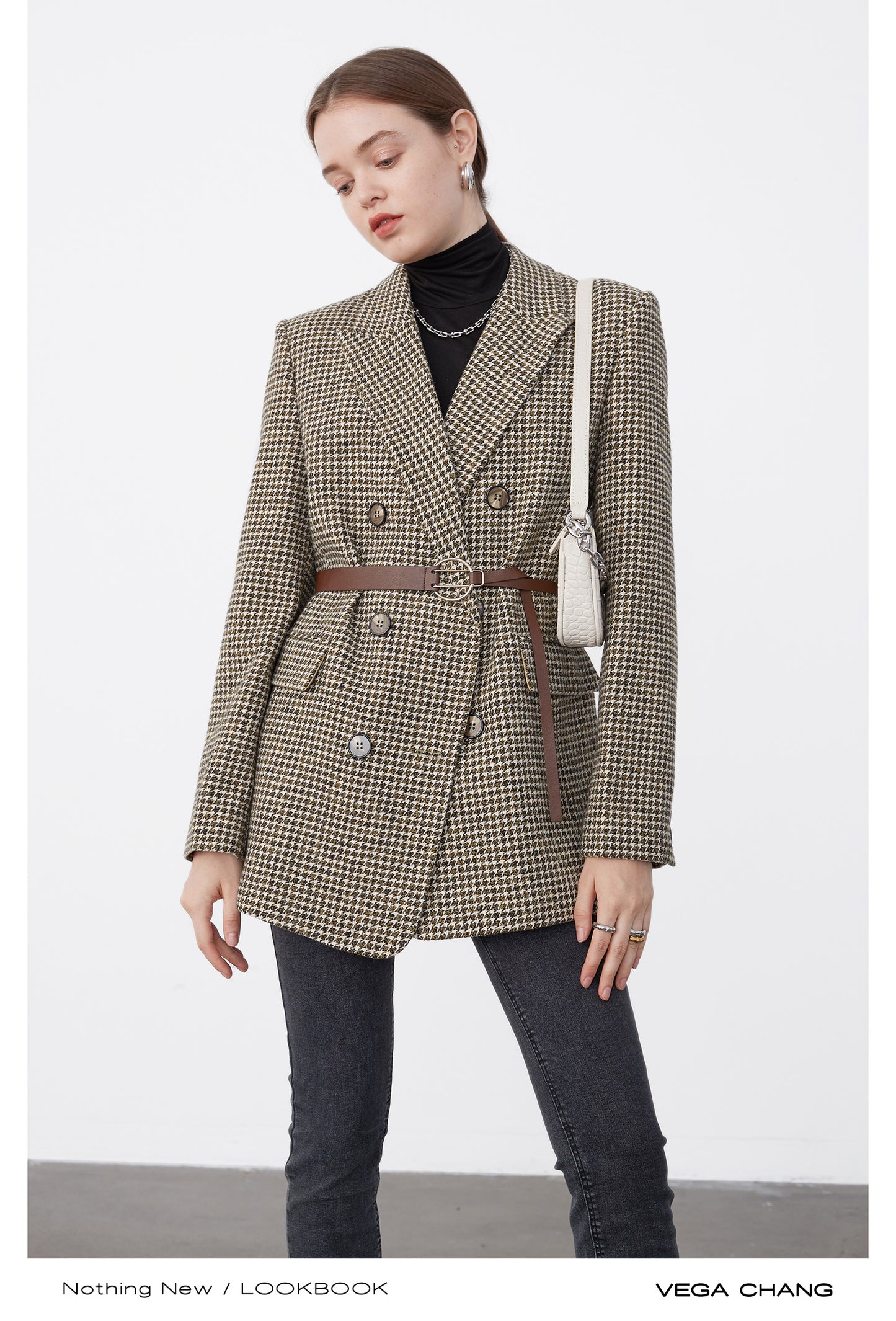 Trad Houndstooth Double Breasted Blazer