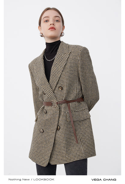 Trad Houndstooth Double Breasted Blazer